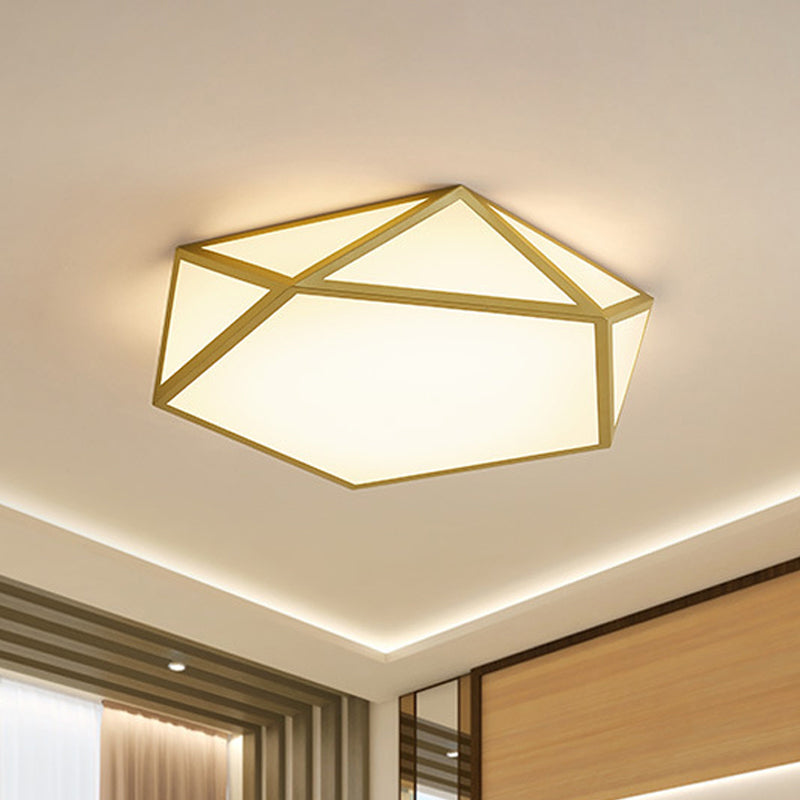 Gold Pentagon Ceiling Light - Nordic Led Flush Mount Lamp For Bedroom Wide 16.5/20.5