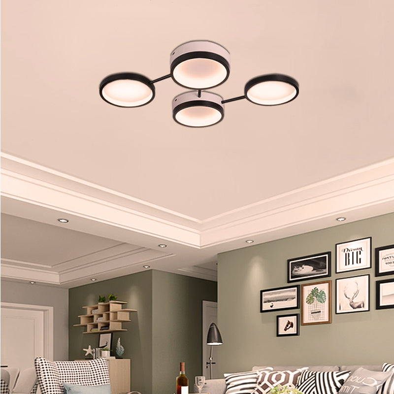 Nordic Acrylic Led Flush Light: Black Molecular Design 4/5 Light Options Warm/White Ideal For Living