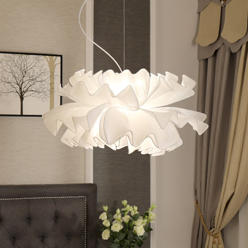 Nordic Wavy Fabric Pendant Light - Black/White 1 Head Ideal For Bedroom Ceiling