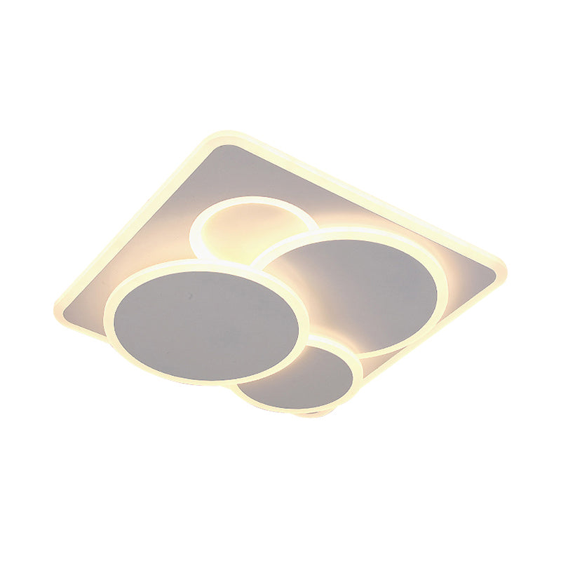 Modern Geometric Flush Mount Led Ceiling Light In Warm/White Acrylic