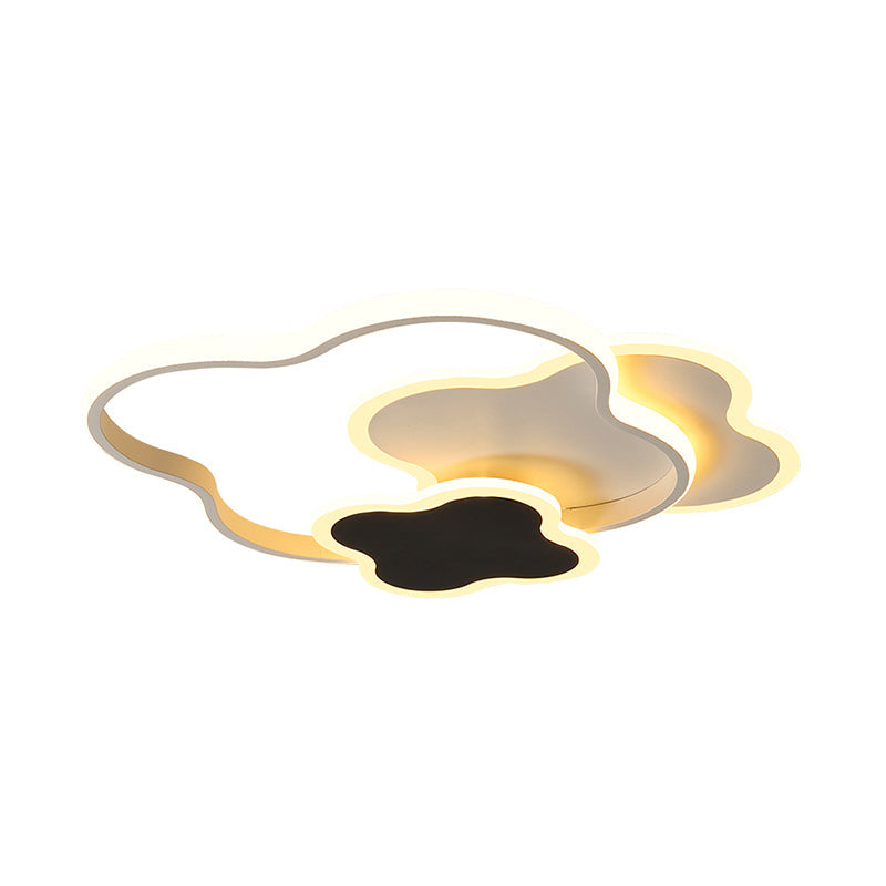 Sleek Geometric Acrylic Ceiling Light - Black & White Led Flush Mount In Warm/White 18/21.5 Wide