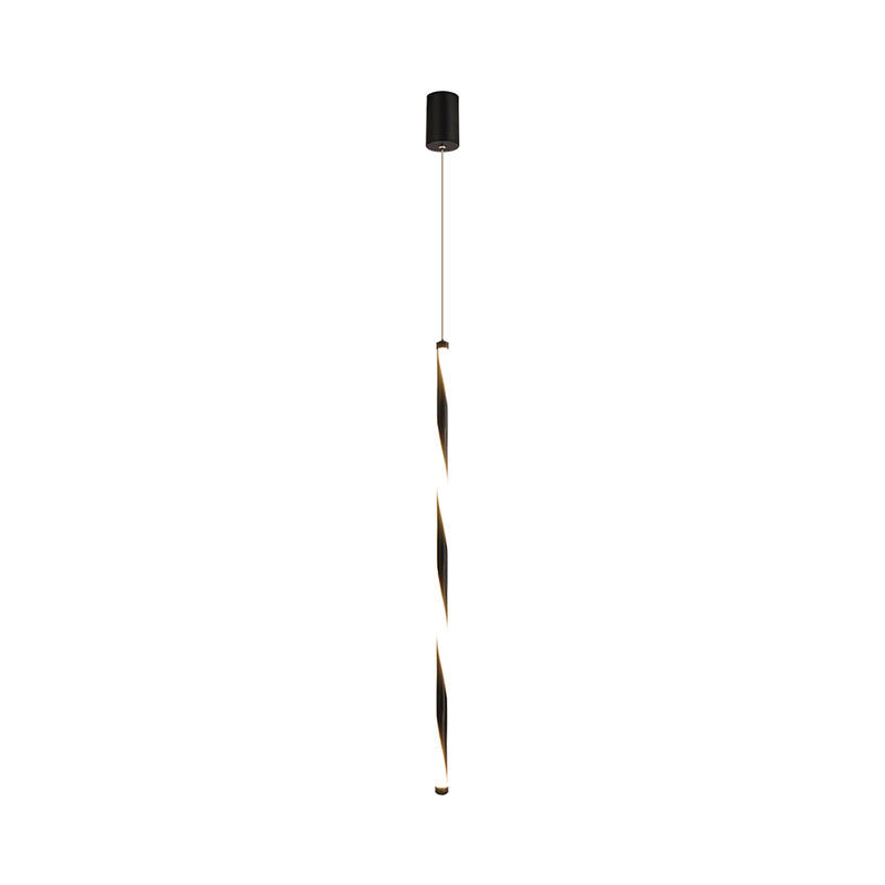 Modern Metal Tube Pendant Light Fixture - Black Led Changing For Bedroom In Warm/White