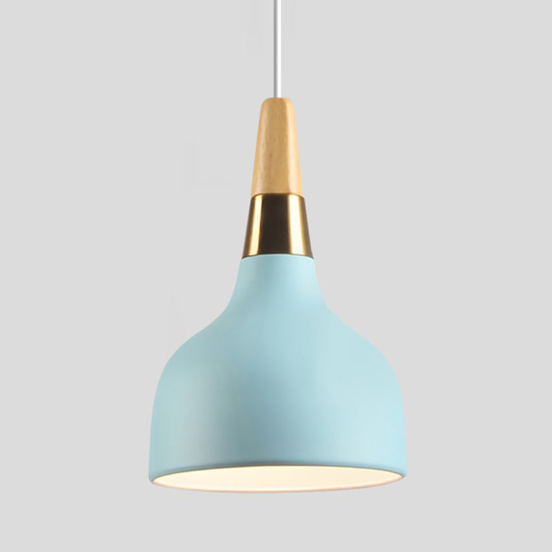 Modern Metal Blue Suspension Light For Dining Room - Domed Shaped Drop Pendant 1
