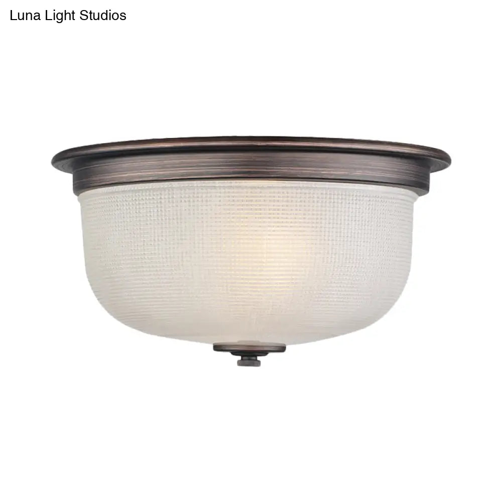 3 - Light Dome White Glass Flush Mount Ceiling Fixture For Country - Style Bedrooms