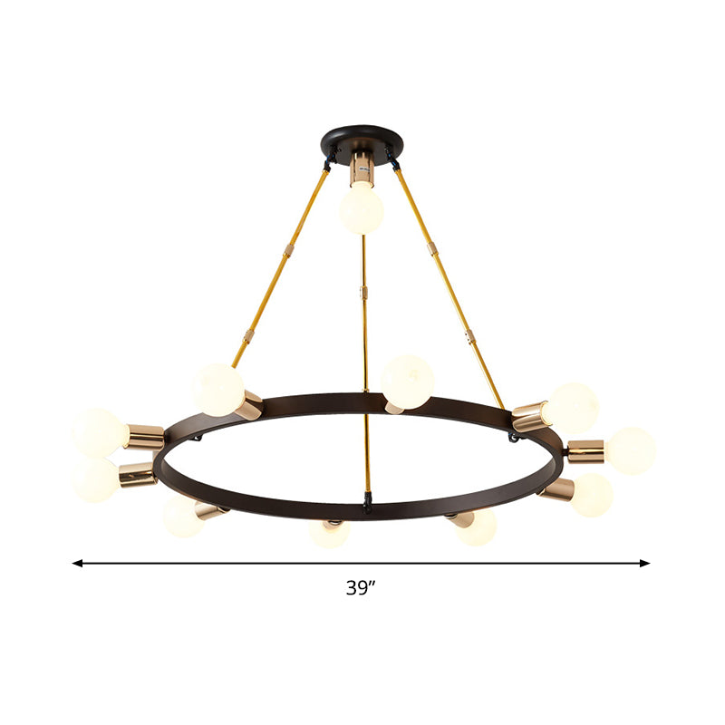 Frosted White Glass Bubble Chandelier - 11 Heads Black Ceiling Pendant Light Modernist Design
