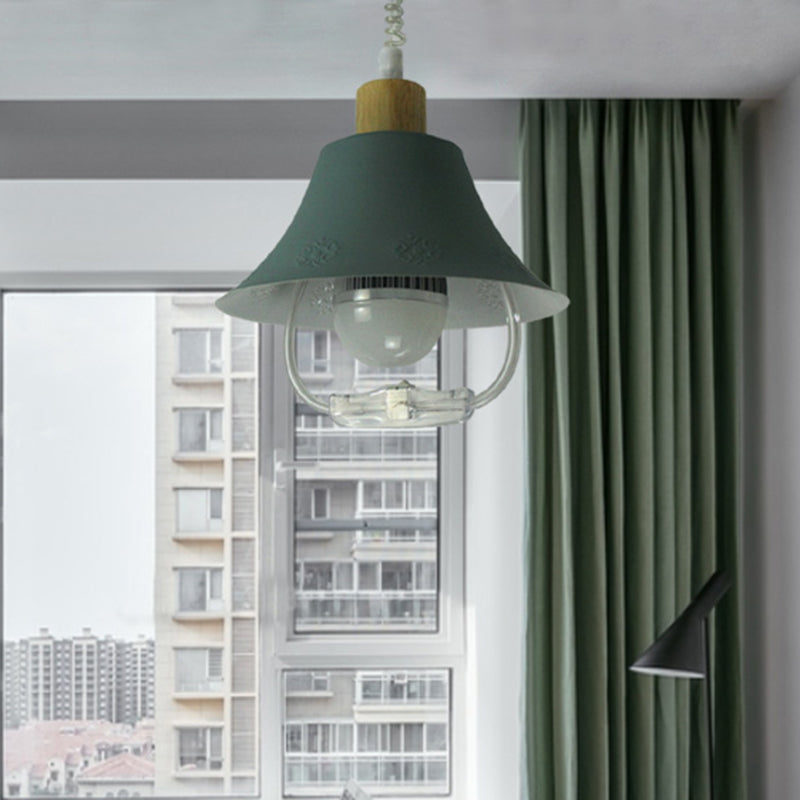 Modern Flare Metal Pendant Light Fixture - Blue/Yellow