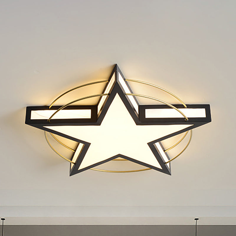Nordic Metal Black/Grey Flush Mount Light With Acrylic Diffuser Star/Triangle Design Black / 20.5