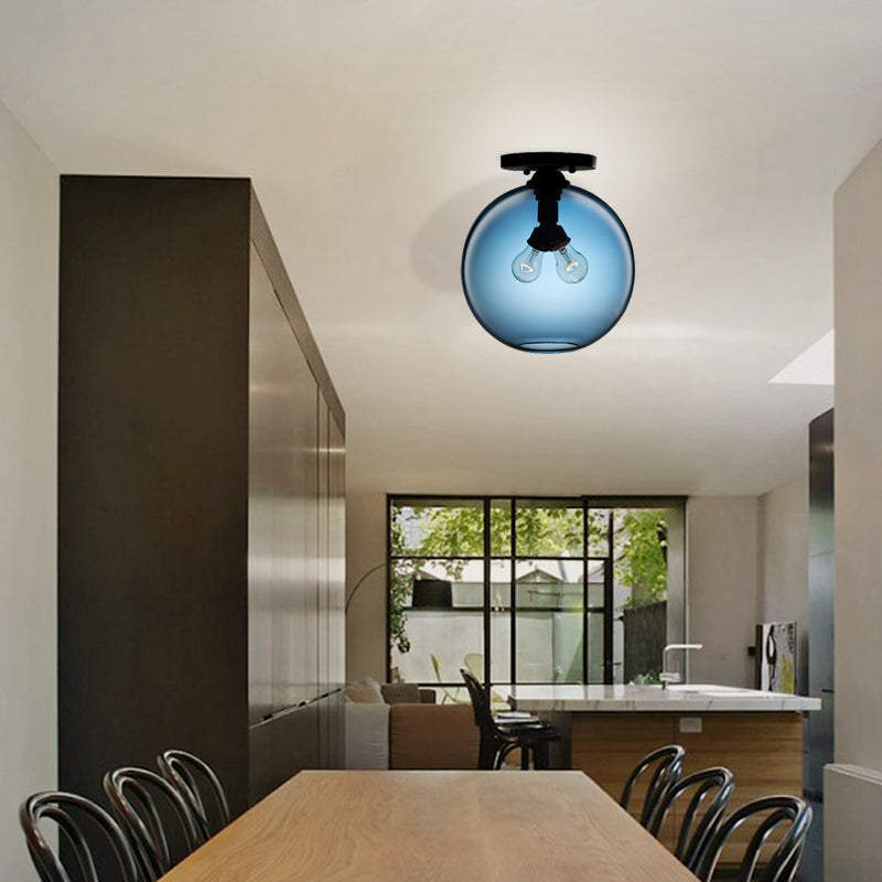 Modern 2-Head Flushmount Ceiling Lamp With Colorful Glass Shades - Global Mounted Light
Or
Global
