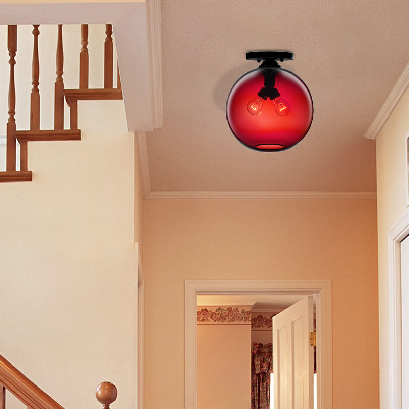 Modern 2-Head Flushmount Ceiling Lamp With Colorful Glass Shades - Global Mounted Light
Or
Global