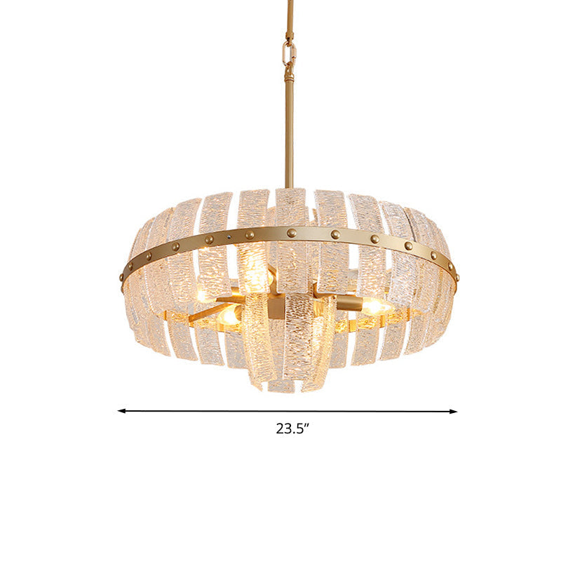 Modern Crystal Chandelier: 6/8 Head Brass Ceiling Light 23.5/31.5 Wide