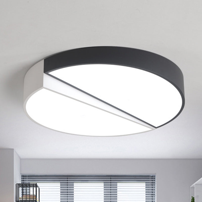 Stylish Half-Round Led Flush Ceiling Light For Dining Room - Macaron Loft Design Black / 15