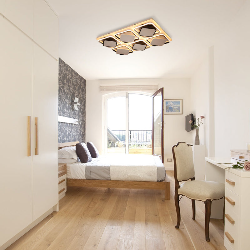 Modern Black & White Cube Led Flushmount Ceiling Light In 27.5/41 Sizes