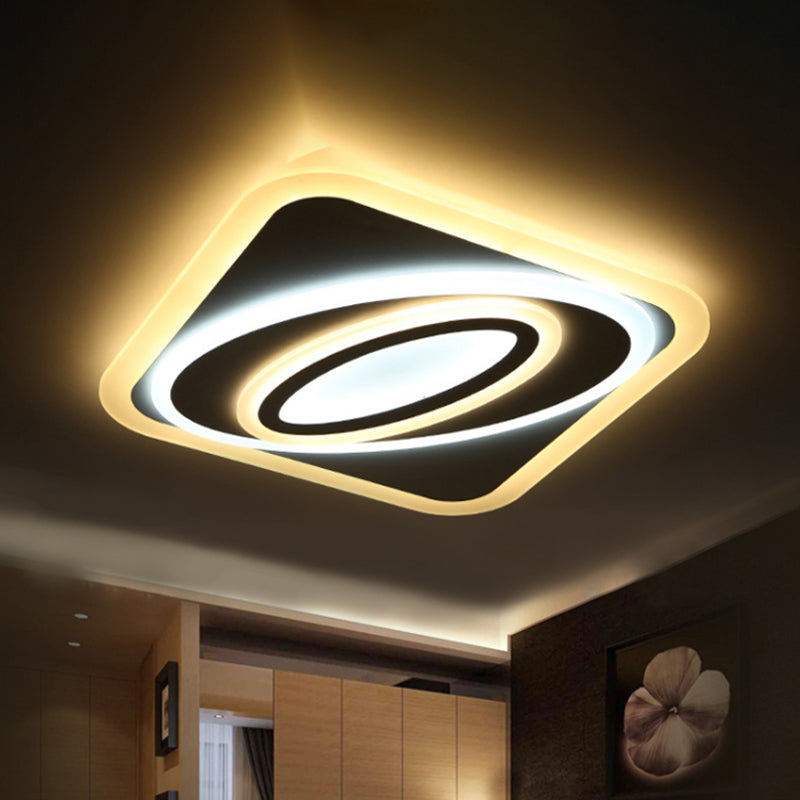 Contemporary Geometric Led Flush Mount Ceiling Light Fixture Warm/White Acrylic 8/19.5 Wide Ideal