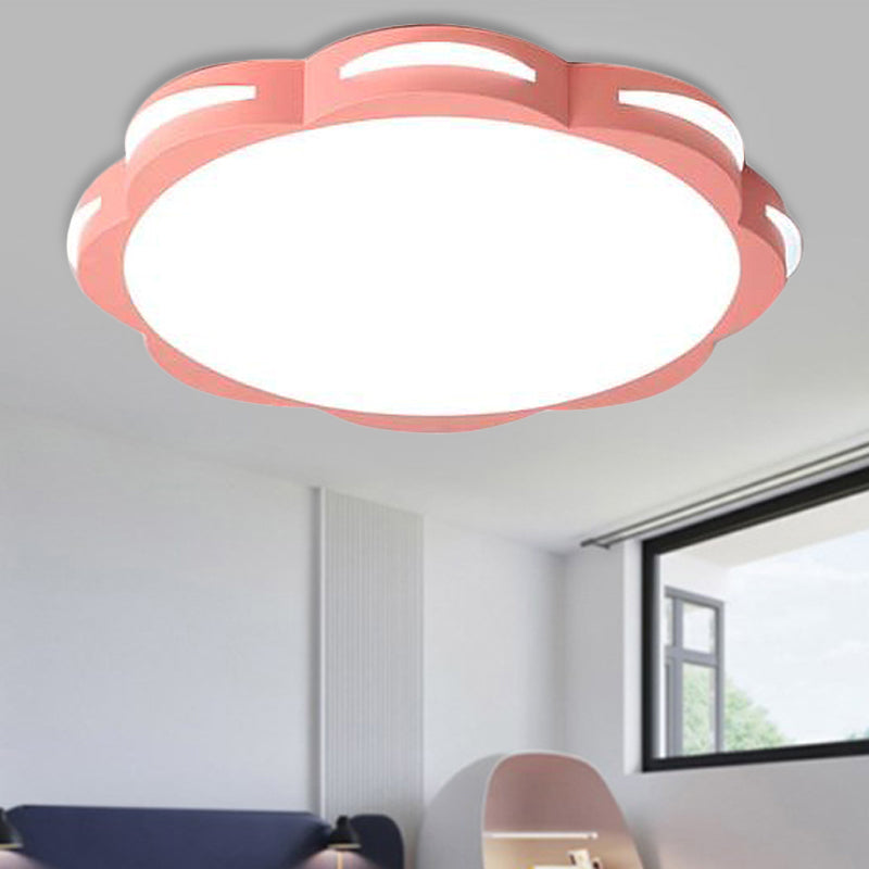 Flush Mount Macaron Led Ceiling Light With Acrylic Floral Shade - Ideal For Girls Bedroom