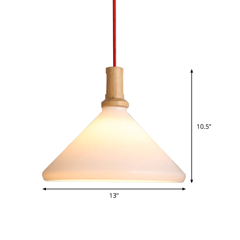 Frosted Glass Nordic Conical Pendant Ceiling Light - White Dining Room Hanging