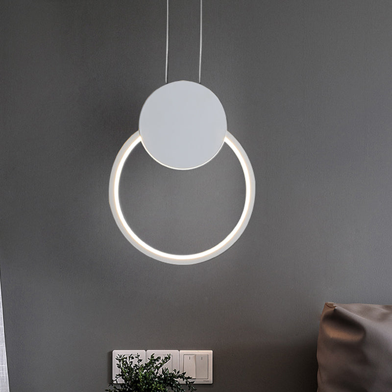 Modern Round Acrylic White/Black Led Hanging Bedside Light Fixture White/Warm White /