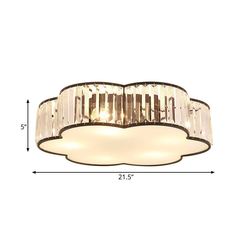 Contemporary Black Crystal Cloud Flush Lamp With 3/4/5 Lights - Bedroom Flushmount Lighting