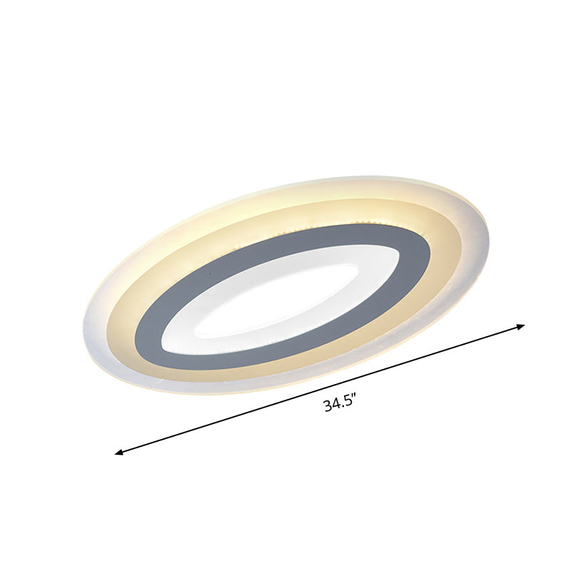 Modern Acrylic Oval Led Ceiling Light Fixture - Warm/White Multiple Sizes