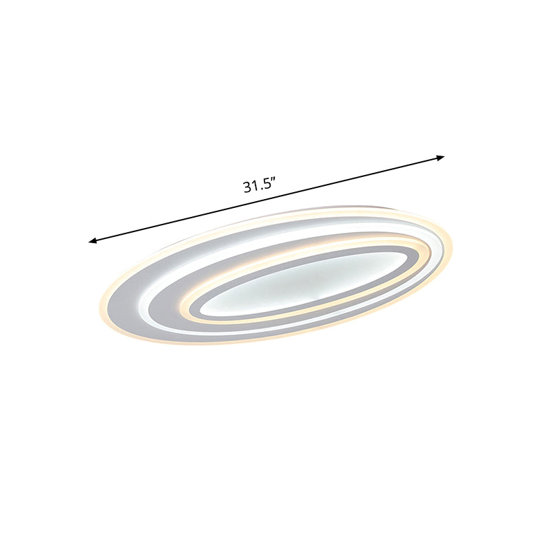 Oval Acrylic Led Flushmount Light - 19.5/23.5/31.5 Wide Bedroom Ceiling Lamp In Warm/White