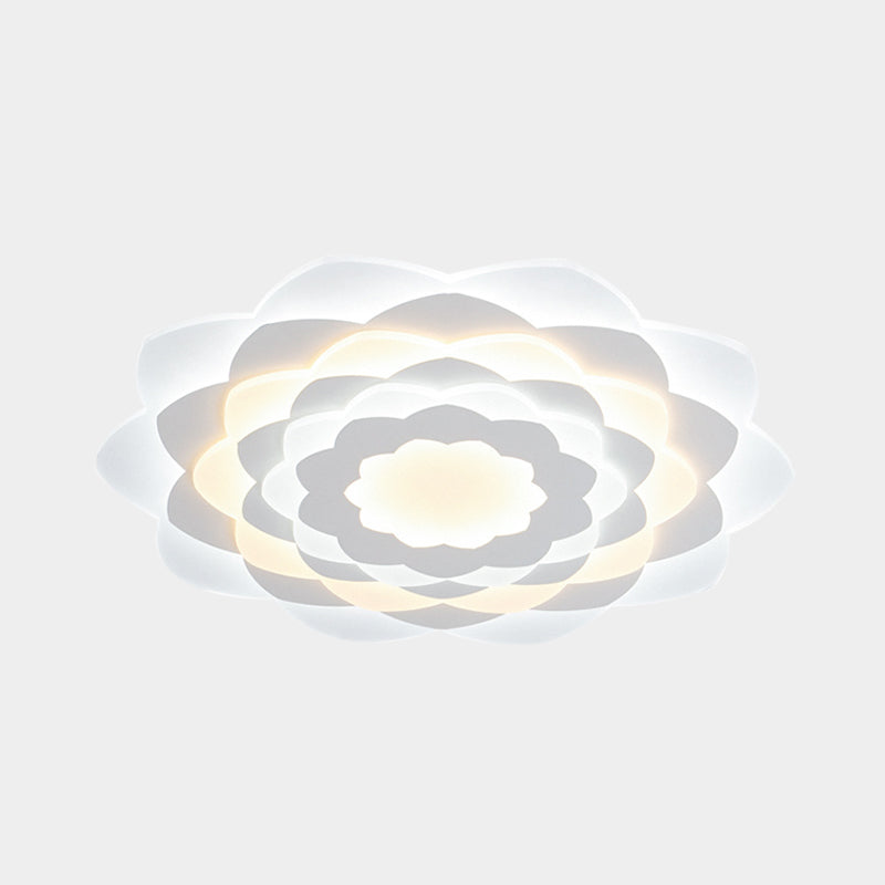 Contemporary Flower-Shaped Led Flushmount Ceiling Light For Bedroom - 16/19.5 Wide