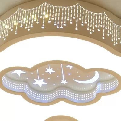 Romantic White Cloud Ceiling Mount Light With Star Acrylic Lamp For Hallway