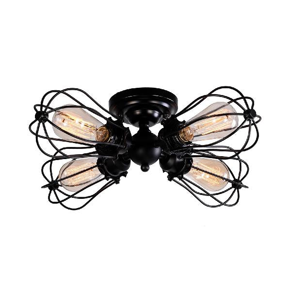 Vintage Style Bulb Shaped Iron Ceiling Light With Wire Guard | Semi Flush Mount 3/4/5 Lights