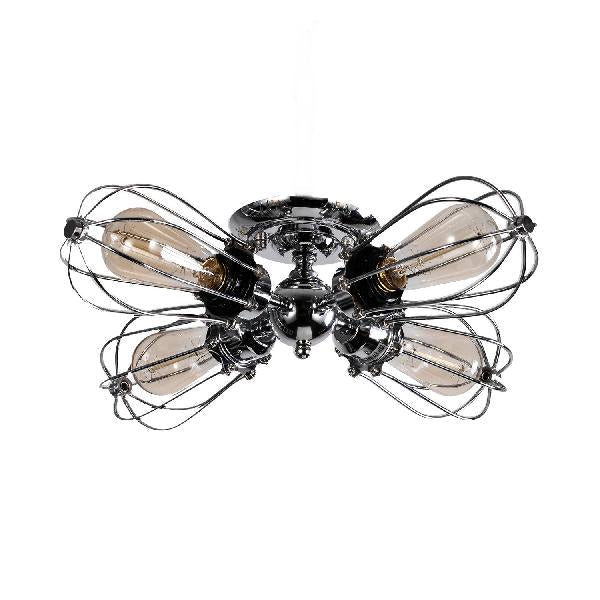 Vintage Style Bulb Shaped Iron Ceiling Light With Wire Guard | Semi Flush Mount 3/4/5 Lights