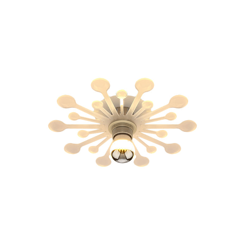 Nordic White Dandelion Led Semi Flush Ceiling Light With Acrylic Shade