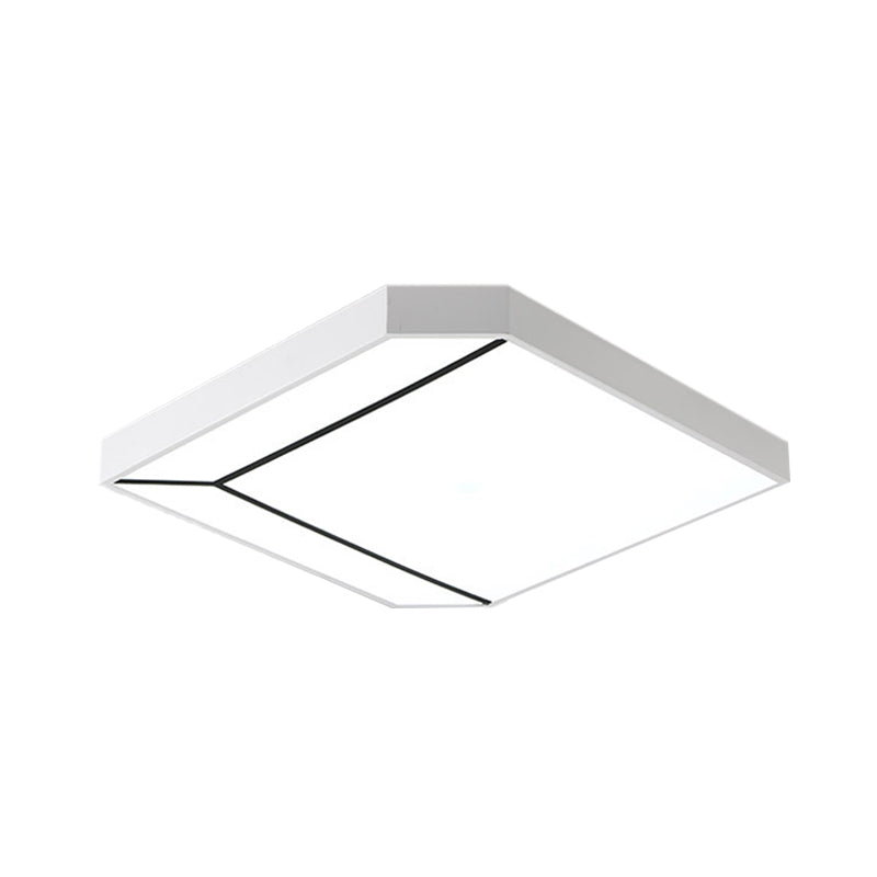 Modern Square Flush Led Ceiling Light In White/Warm - 19/24 Metallic For Living Room