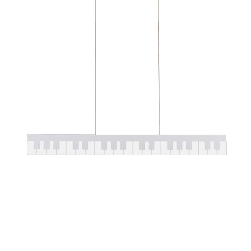 Contemporary Led Acrylic Hanging Ceiling Light In White/Black Piano Key Shape White/Warm/Natural