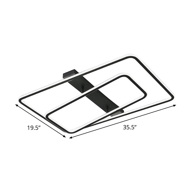 Rectangular Acrylic Led Flush Mount Light In Black - Warm/White Lighting