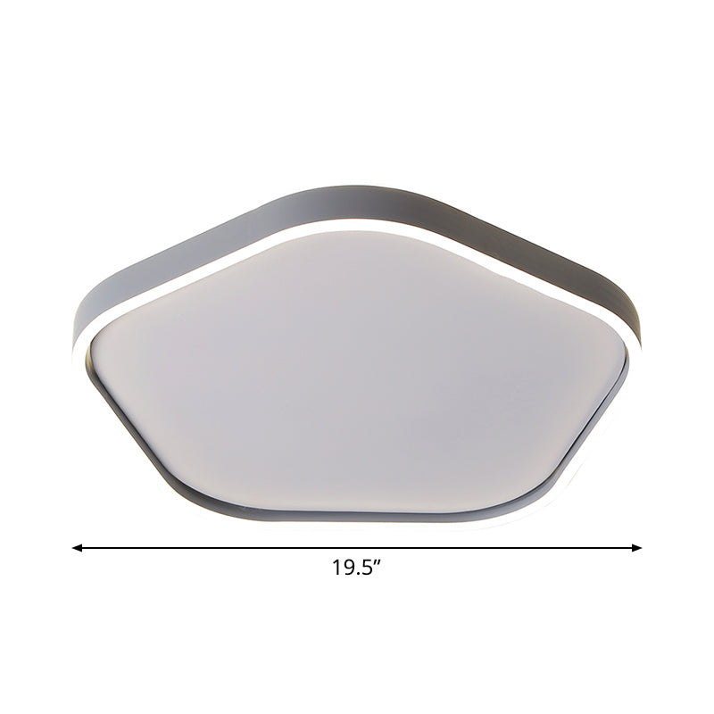 Minimalist Pentagon Ceiling Mounted Led Flushmount Light - Acrylic 16/19.5 Width Grey White/Warm