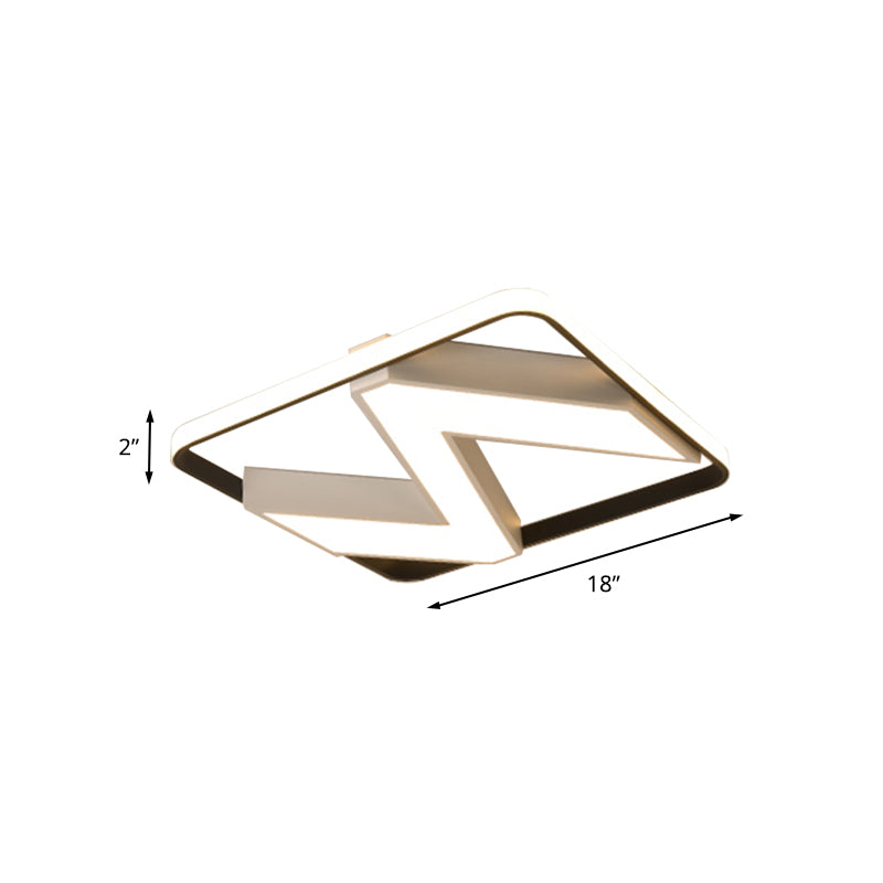 Modernist Black And White 18/21.5 Flush Mount With Metallic Wavy Design White/Warm Led Lighting