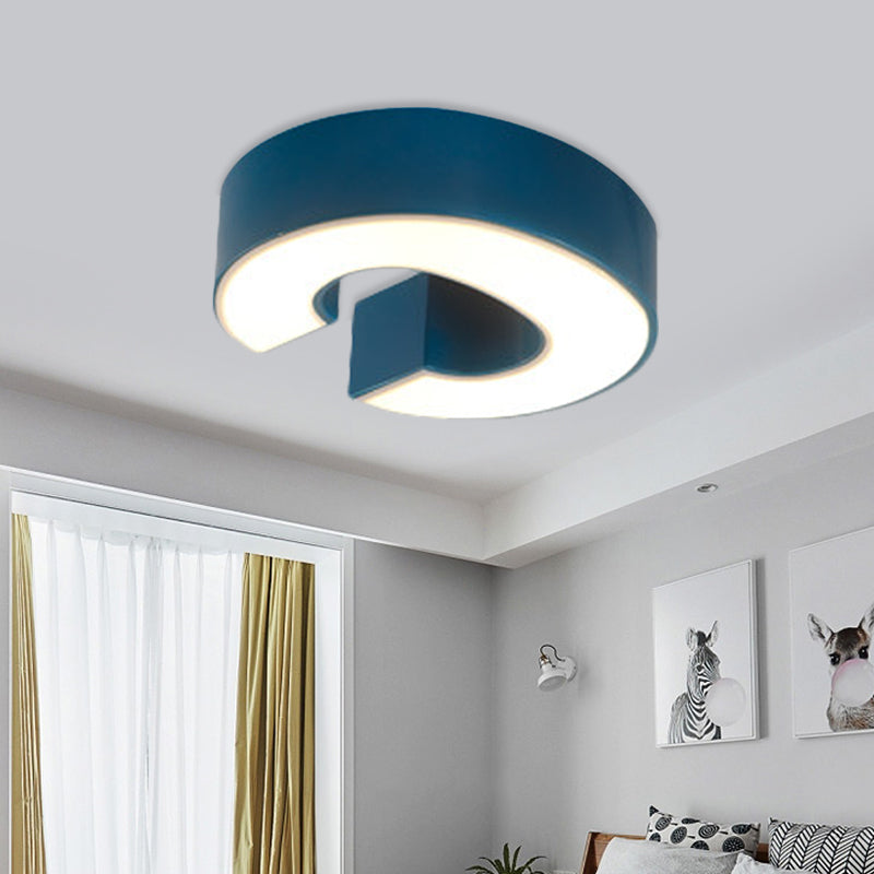 Kids Alphabet Led Flush Mount Light Fixture For Kindergarten - Green/Red/Blue Colors