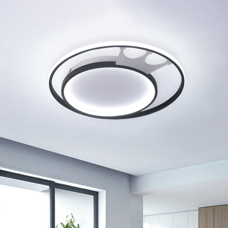 Cartoon Crown Led Flush Mount Lamp: Acrylic Ceiling Light For Living Room - White Warm/White /
