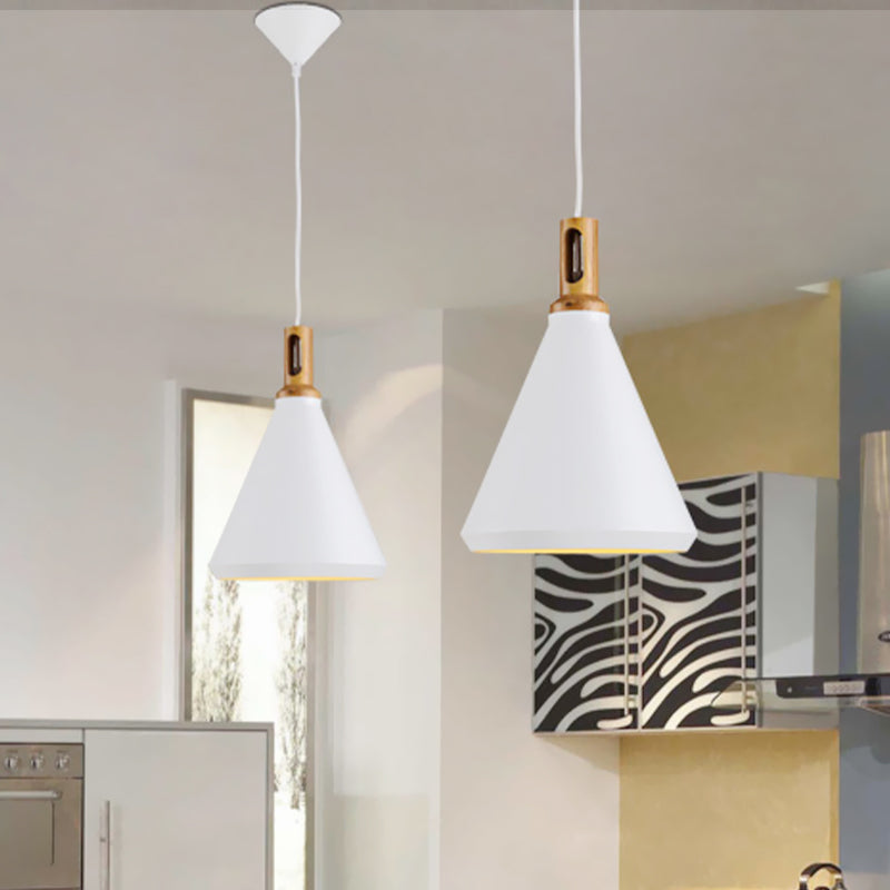 Modern Hanging Ceiling Light With Cone/Drum Shade - 1-Light Aluminum Pendant For Dining Room
