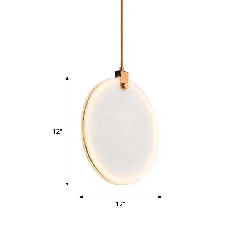 Modern White Glass Pendant Lamp With Led In 8/10/12 Diameter And Warm Light