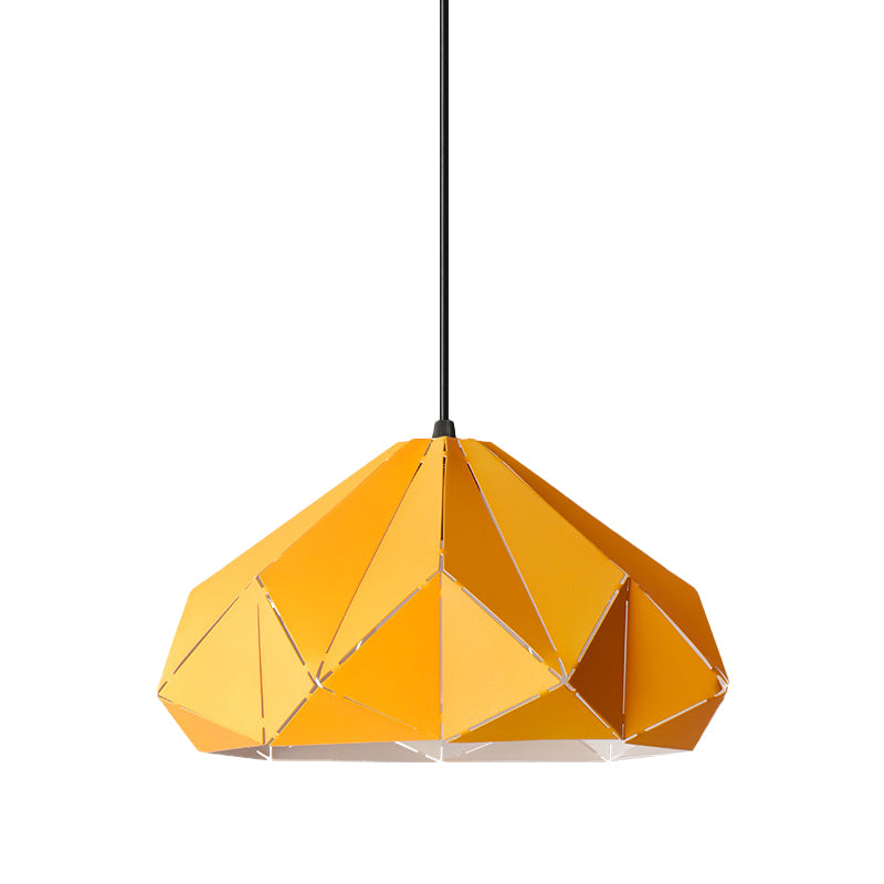 Origami Metal Pendant Light - Contemporary Hanging Ceiling (1 Light) In Blue/Pink/Yellow