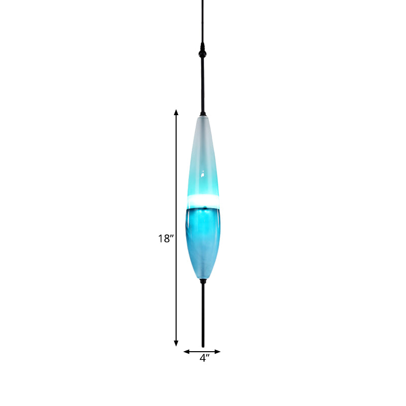 Modern Blue Teardrop Pendant Lamp With Glass Shade In White/Warm Light