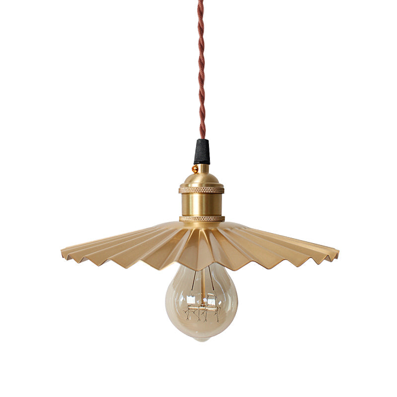 Modern Scalloped Hanging Ceiling Light | Stylish Black/Red Metallic Pendant For Bedside