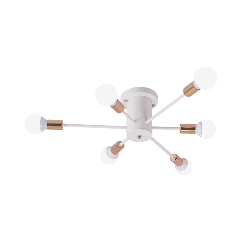 Sputnik Style Ceiling Light In Black/White/Gold With 6/8/10 Heads - Contemporary Semi-Mount Fixture