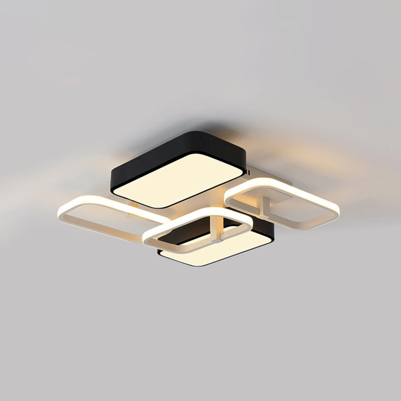 Contemporary Black Rectangular Flush Ceiling Light Led Acrylic Lighting For Living Room - 23/25.5