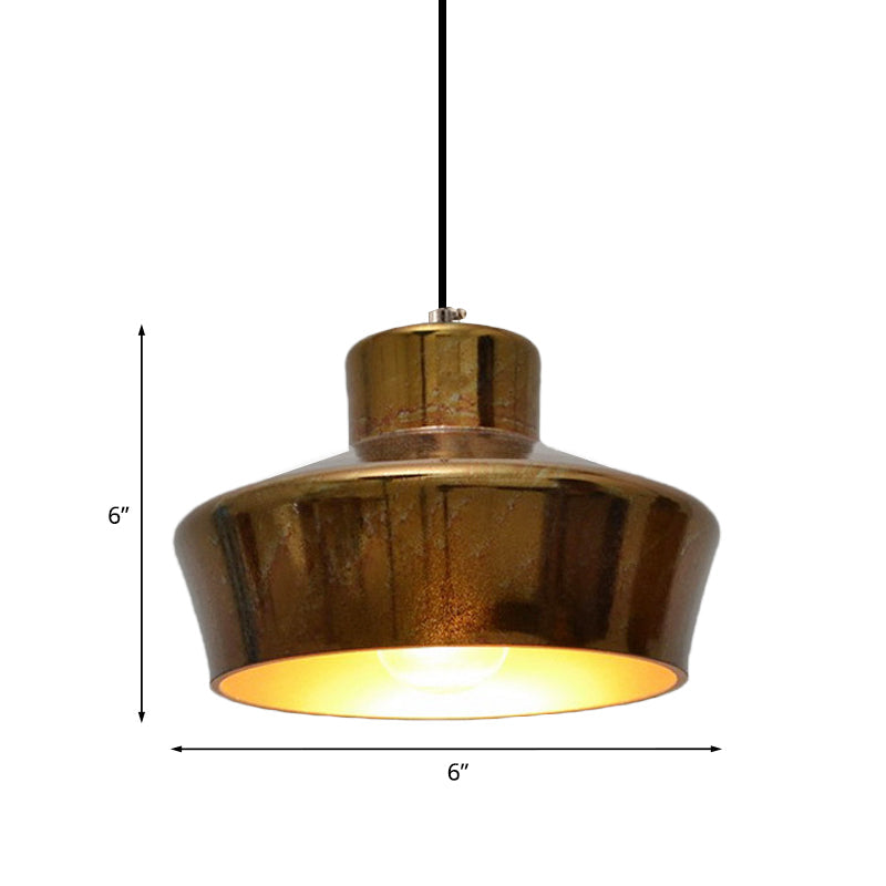 1-Light Brass Finish Hanging Pendant Light With Vintage Style Shade - Ideal For Restaurants
