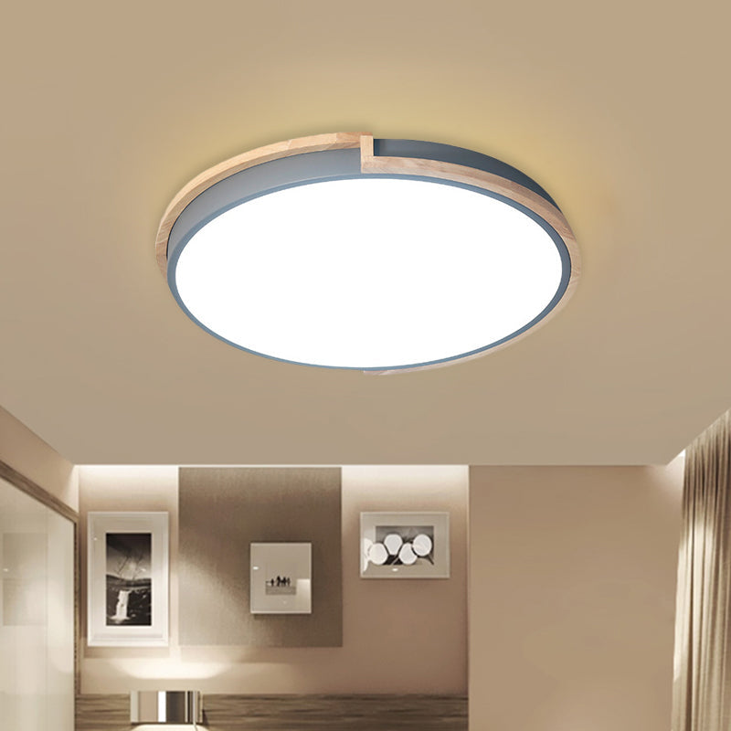 Eye-Caring Slim Drum Led Ceiling Light For Bedroom - Choice Of 3 Sizes In Black Grey Or White