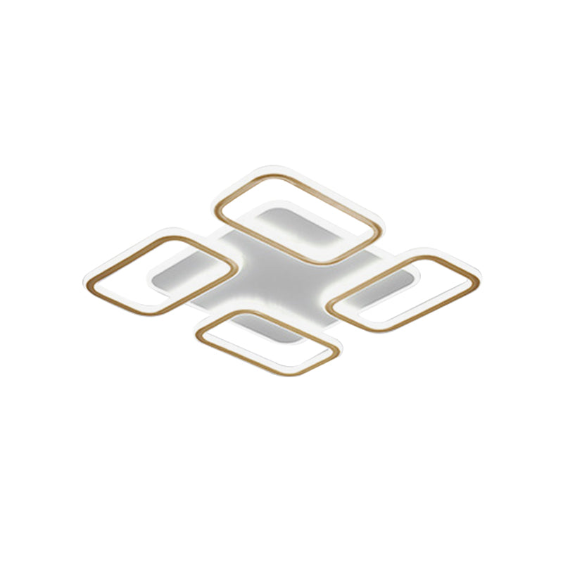 Simplicity Gold Square Acrylic Ceiling Flush Light Led Mount Lighting In Warm/White - 16.5/20.5 Wide