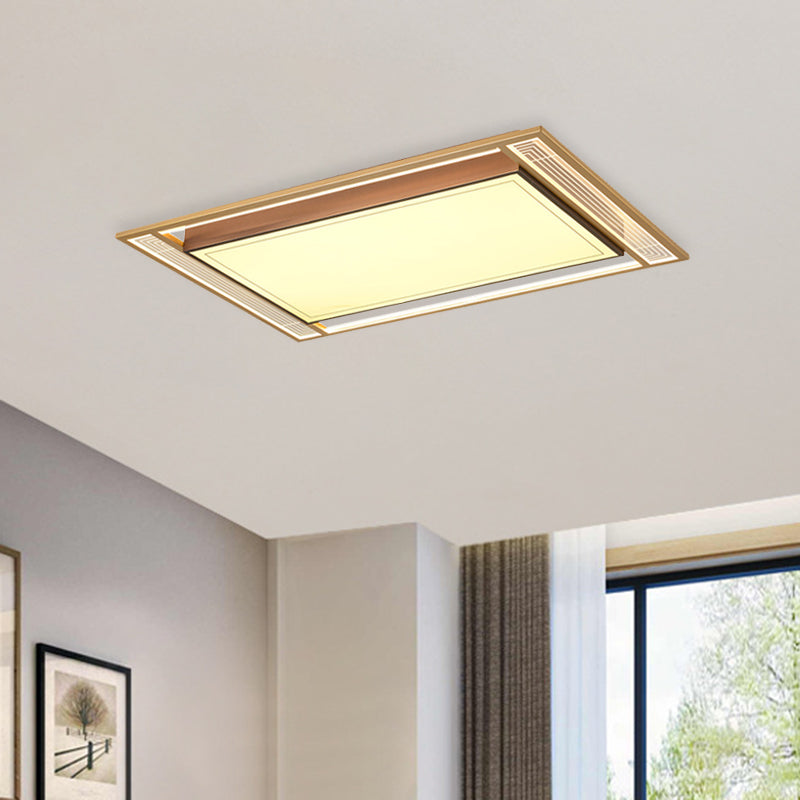 Modern Led Metallic Flush Mount Ceiling Light Fixture - Brown Square/Rectangle Design 21/39 Length
