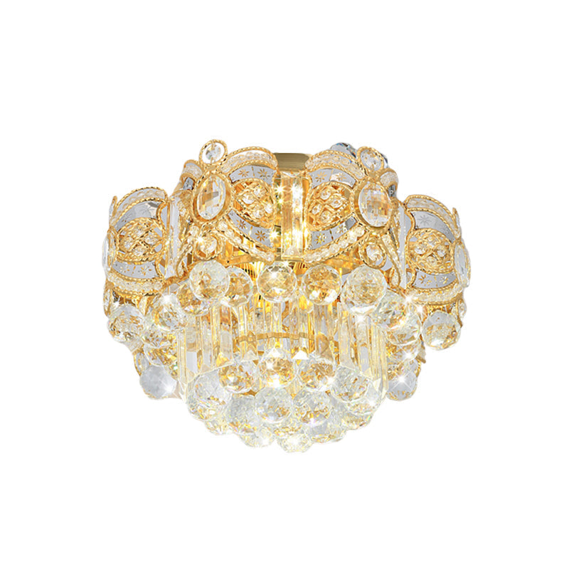 Contemporary Gold Led Crystal Ball Ceiling Flush Mount Light - 16/23.5 Width