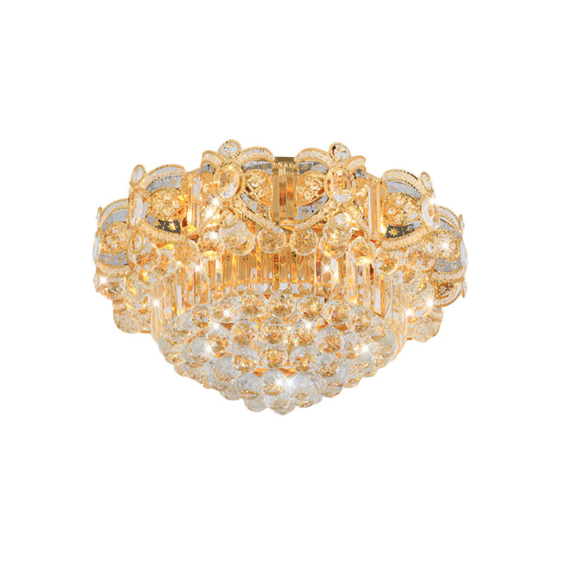 Contemporary Gold Led Crystal Ball Ceiling Flush Mount Light - 16/23.5 Width