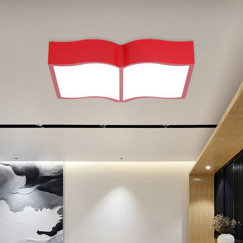 Modern Acrylic Cartoon Led Flush Mount Ceiling Lamp - Red/Yellow/Blue For Living Room Lighting