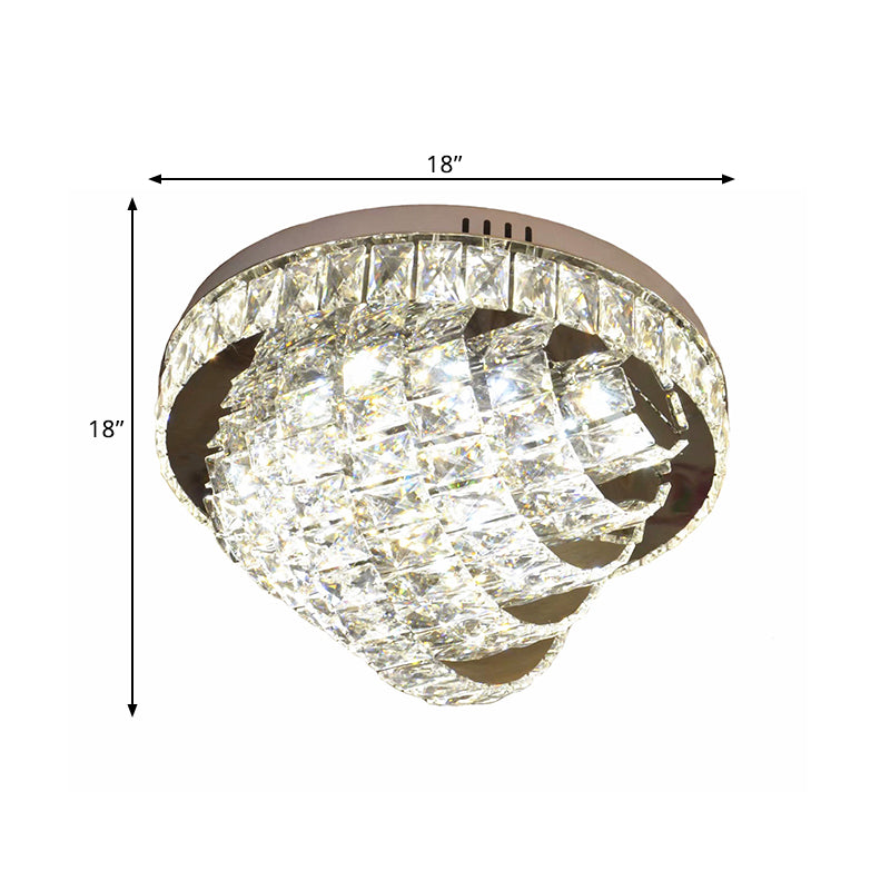 Led Flushmount Crystal Ceiling Lamp - 18/22 Simple Style Chrome Finish